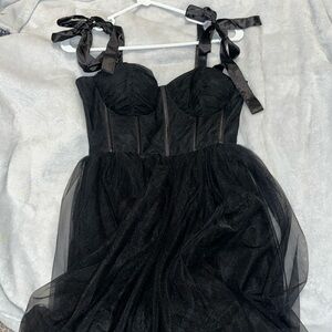 Long corset black dress
